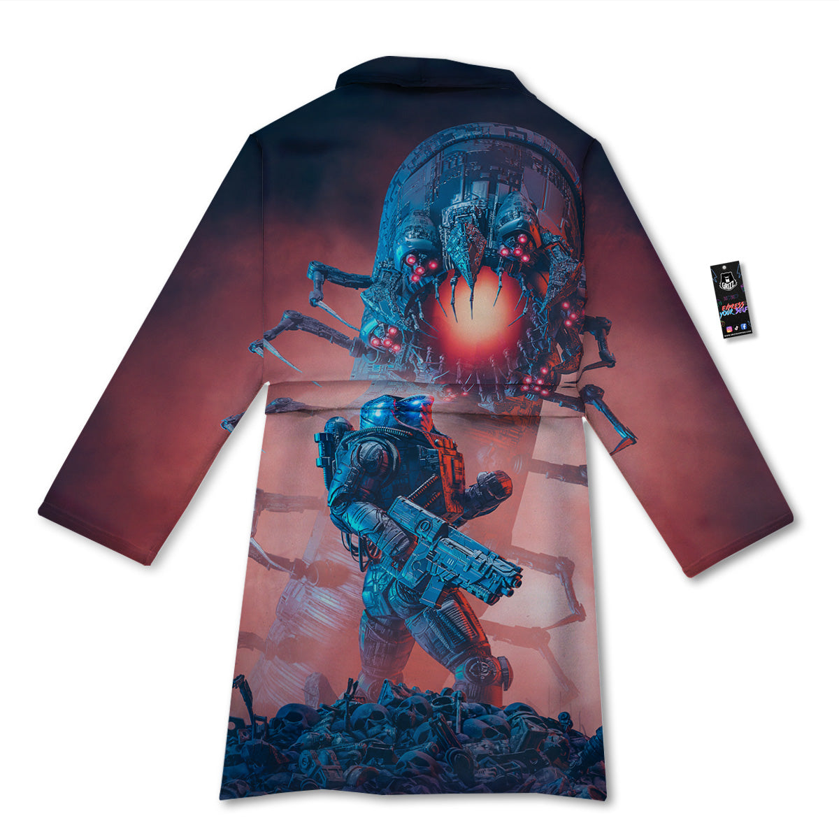Hunting Alien Worm Print Bathrobe-grizzshop