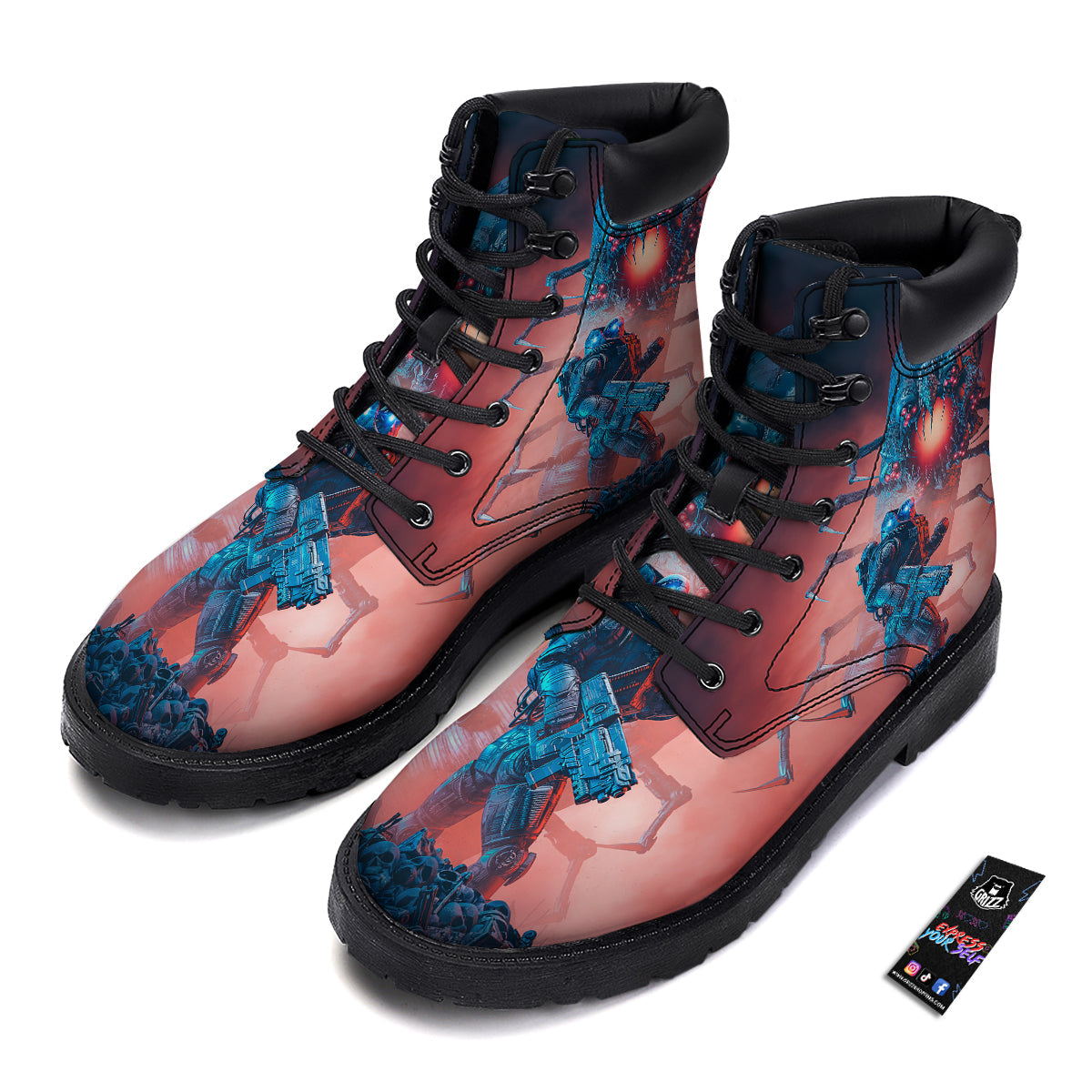 Hunting Alien Worm Print Boots-grizzshop