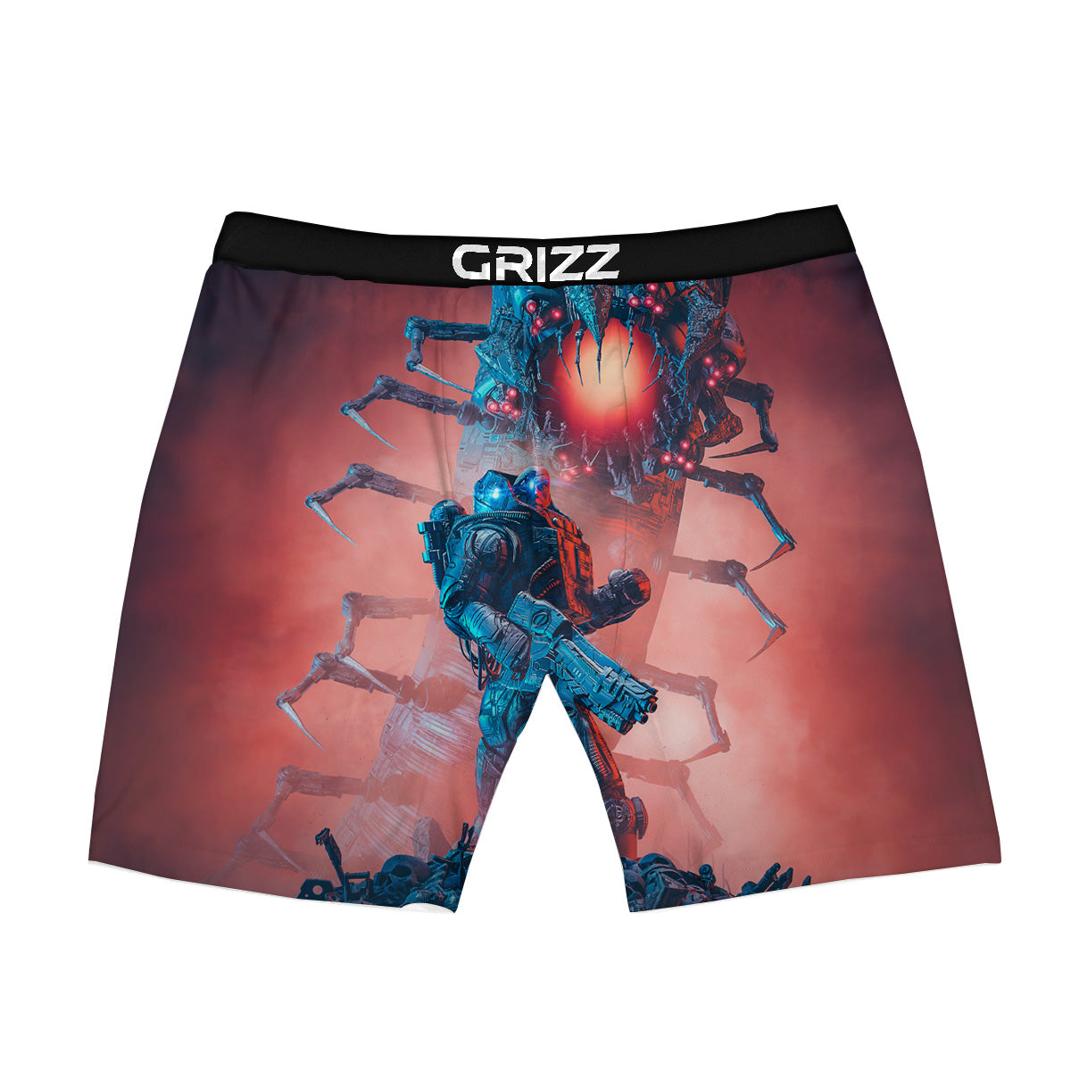 Hunting Alien Worm Print Boxer Briefs-grizzshop