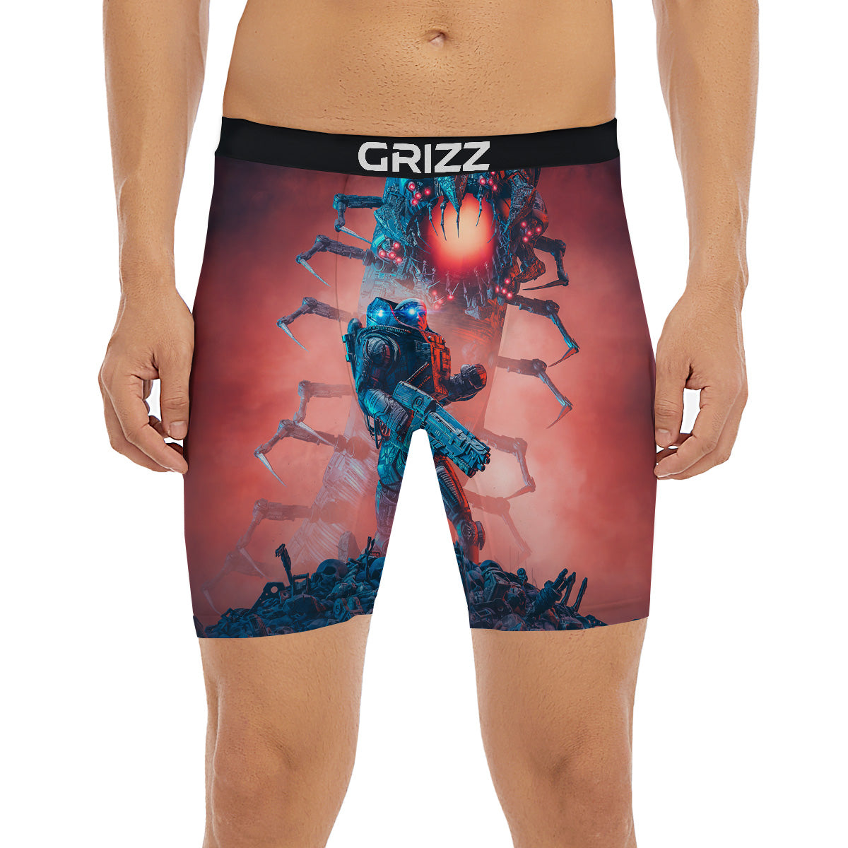 Hunting Alien Worm Print Boxer Briefs-grizzshop