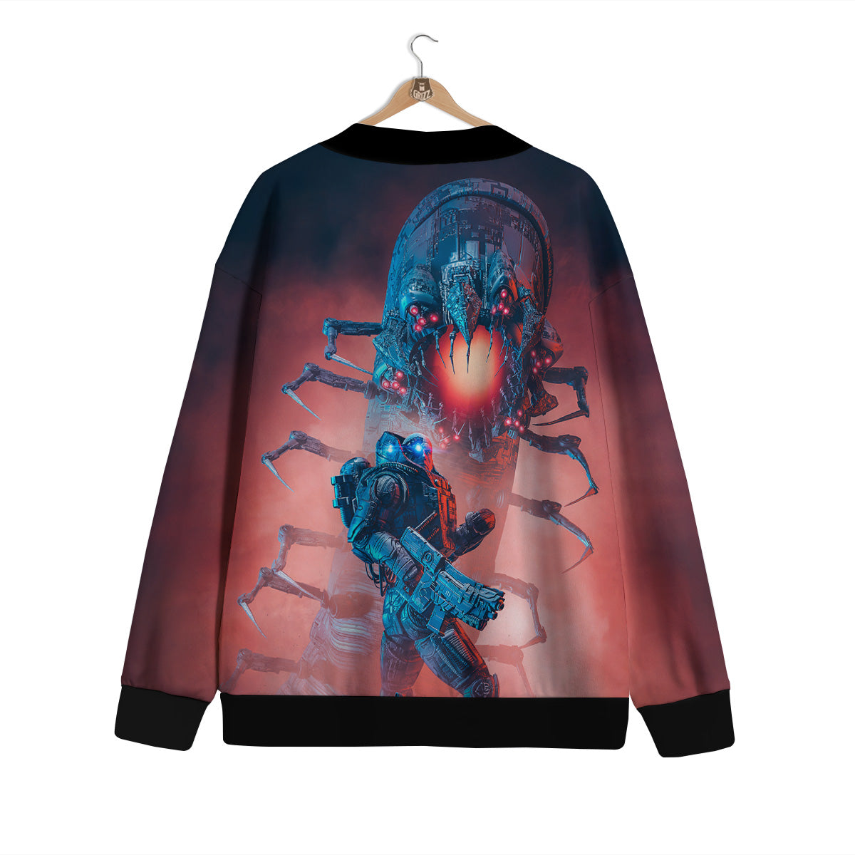 Hunting Alien Worm Print Cardigan-grizzshop