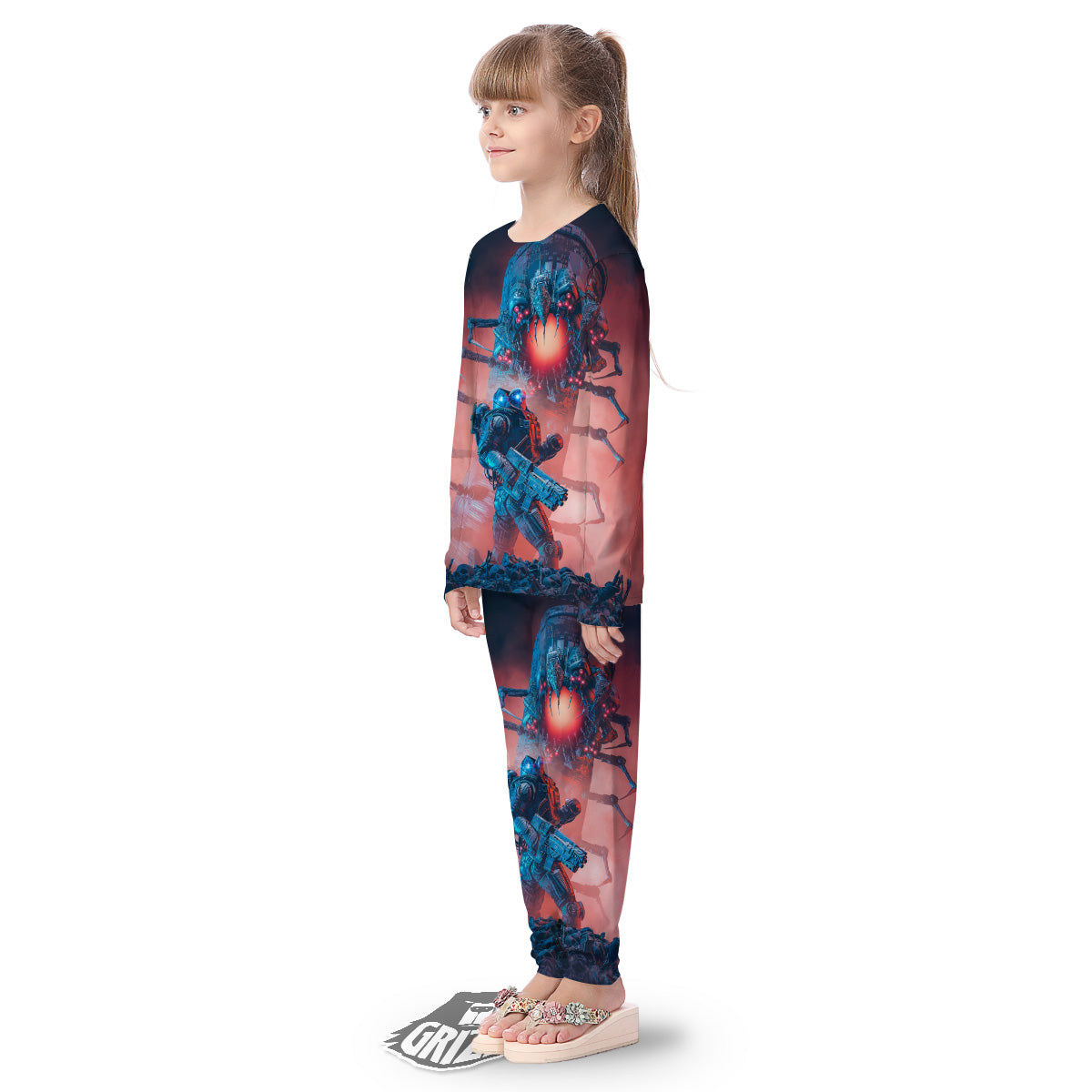 Hunting Alien Worm Print Kid's Pajamas-grizzshop