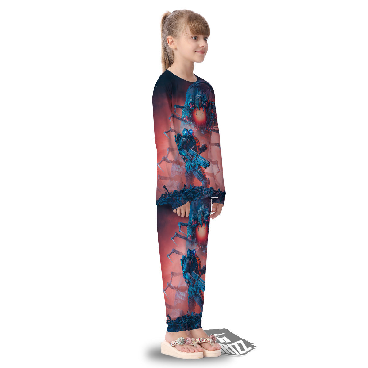 Hunting Alien Worm Print Kid's Pajamas-grizzshop