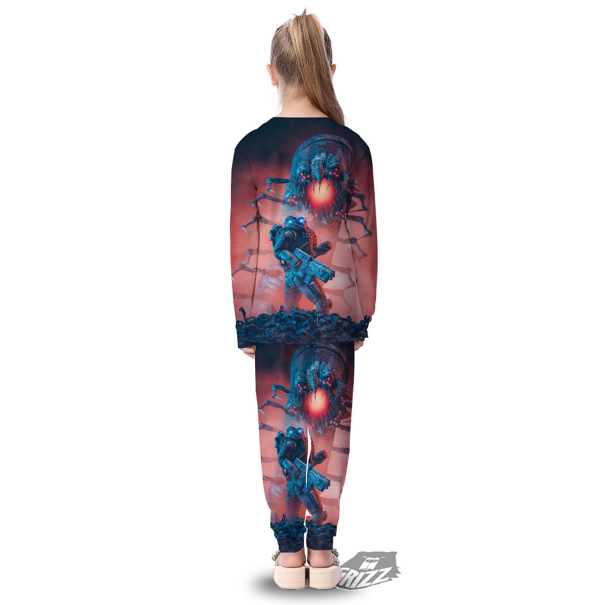 Hunting Alien Worm Print Kid's Pajamas-grizzshop