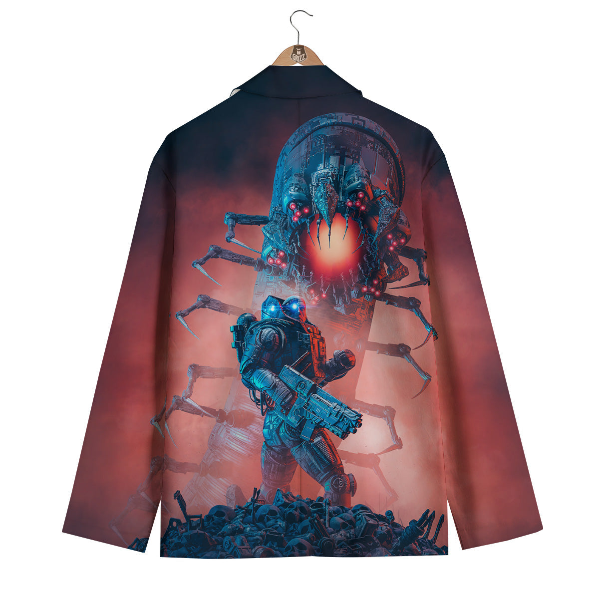 Hunting Alien Worm Print Men's Blazer-grizzshop