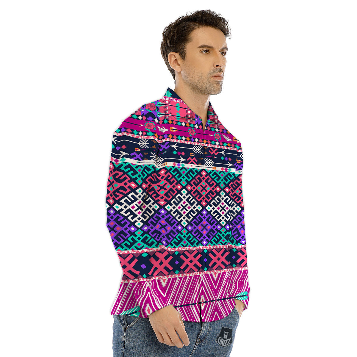 Hunting Alien Worm Print Men's Dress Shirts-grizzshop