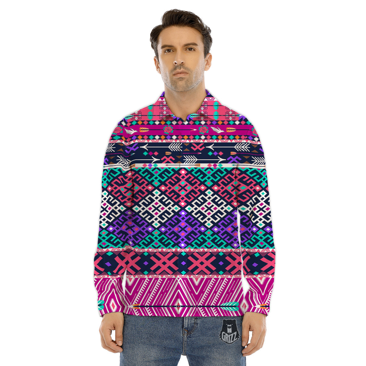 Hunting Alien Worm Print Men's Dress Shirts-grizzshop