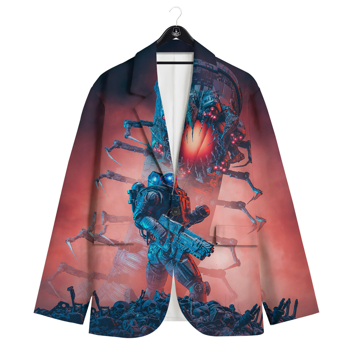 Hunting Alien Worm Print Men's Sport Coat-grizzshop