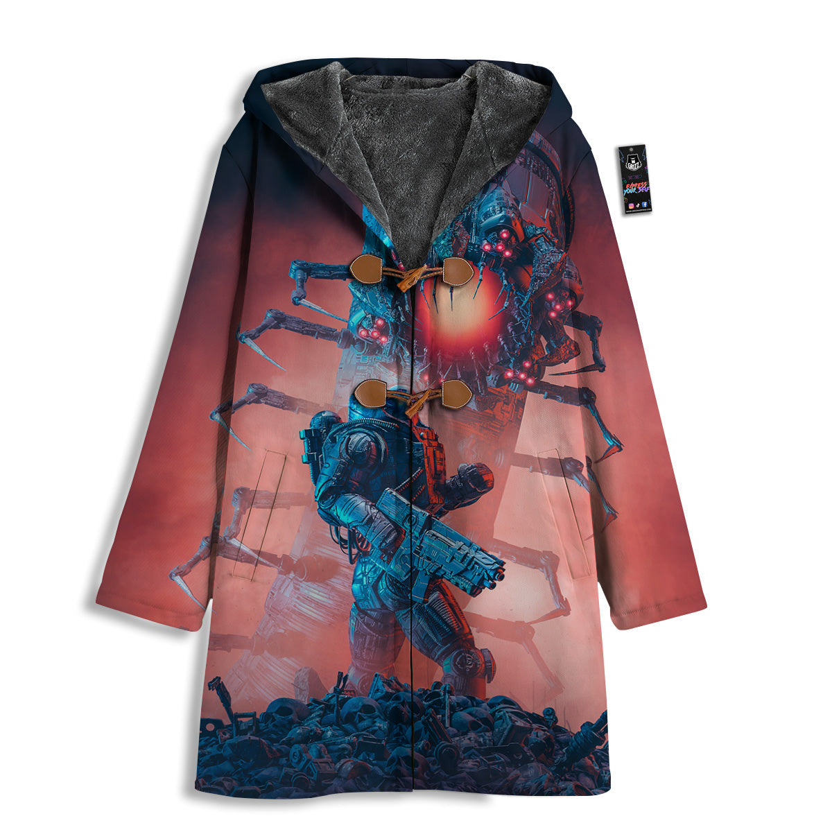 Hunting Alien Worm Print Men's Windbreaker Jacket-grizzshop