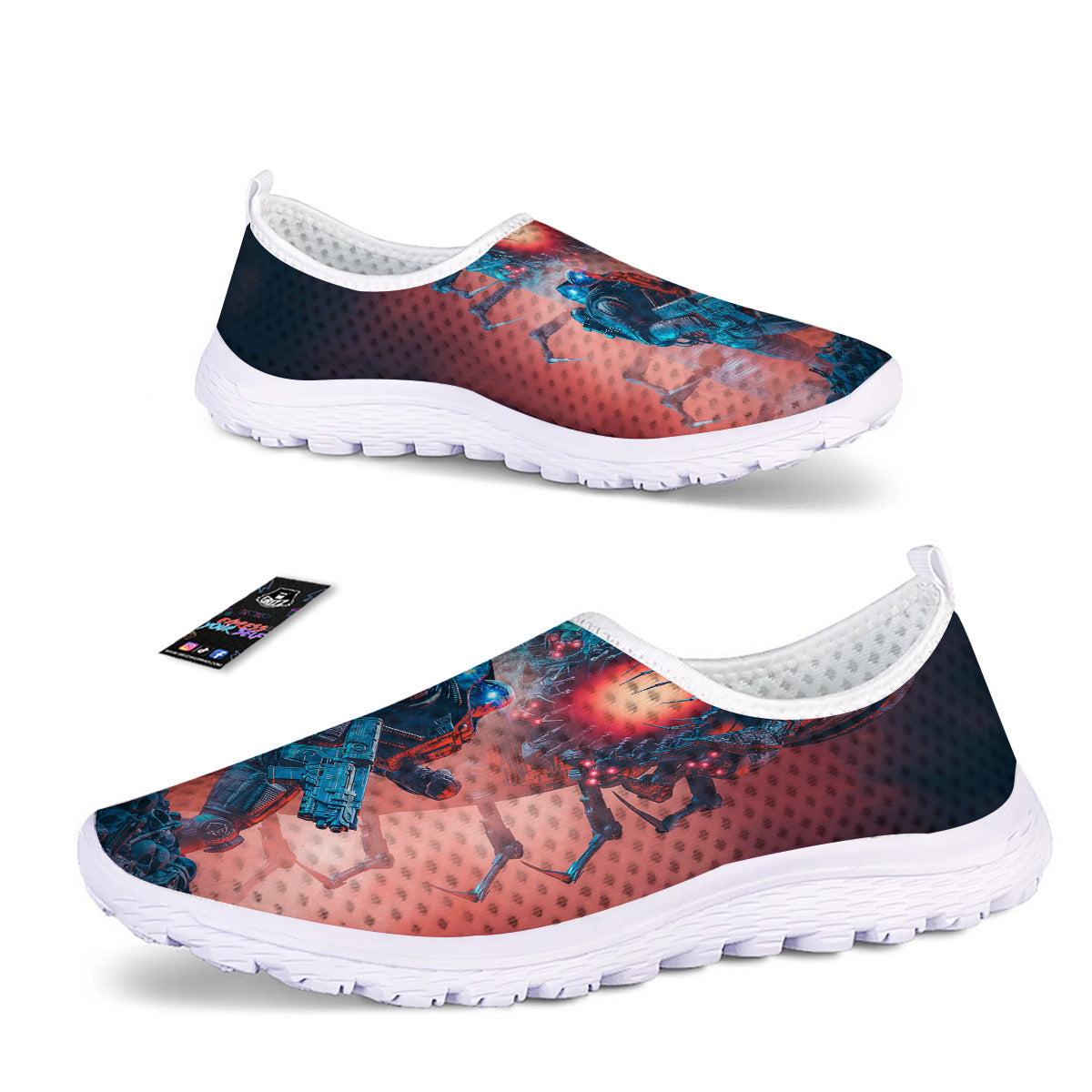 Hunting Alien Worm Print Nurse Shoes-grizzshop