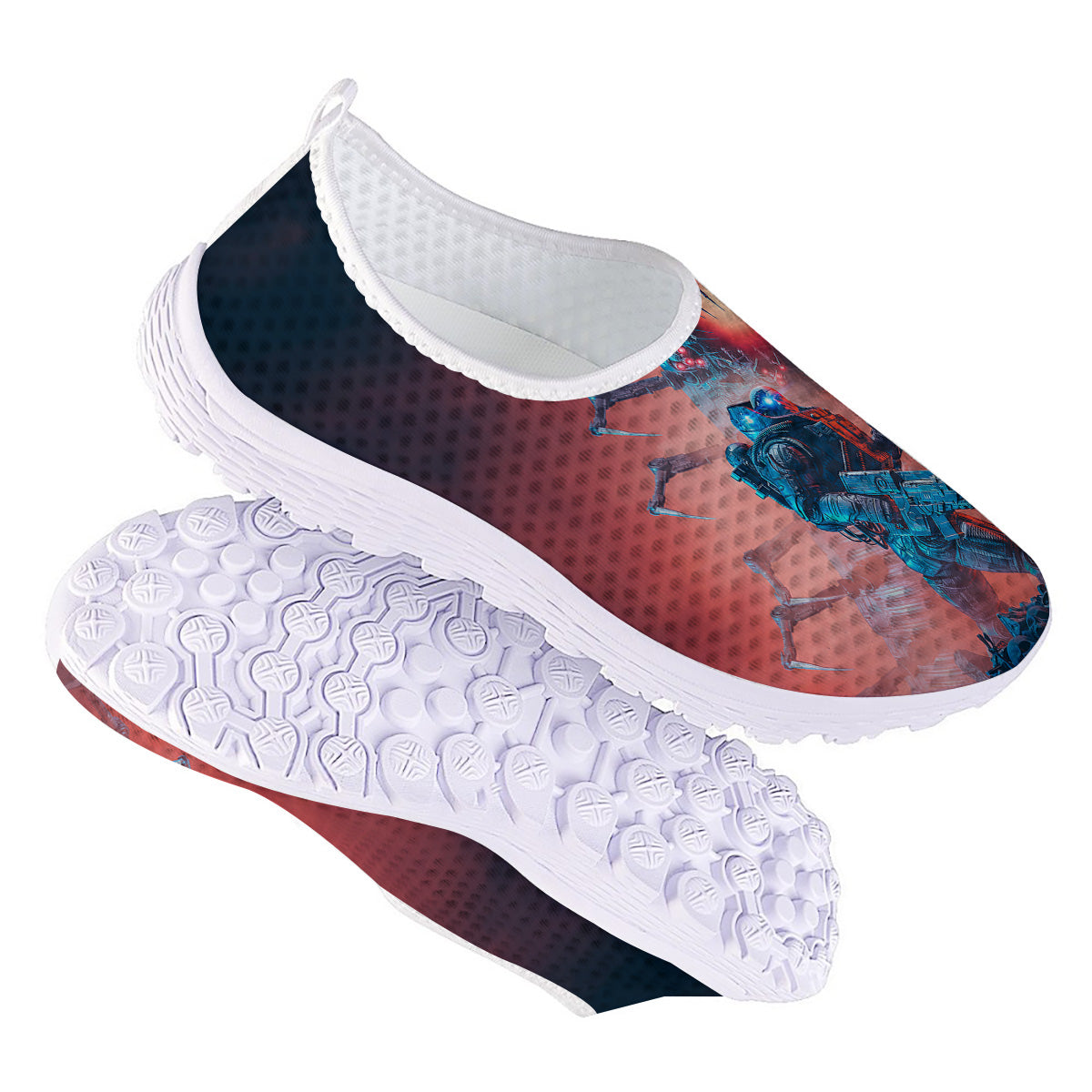 Hunting Alien Worm Print Nurse Shoes-grizzshop