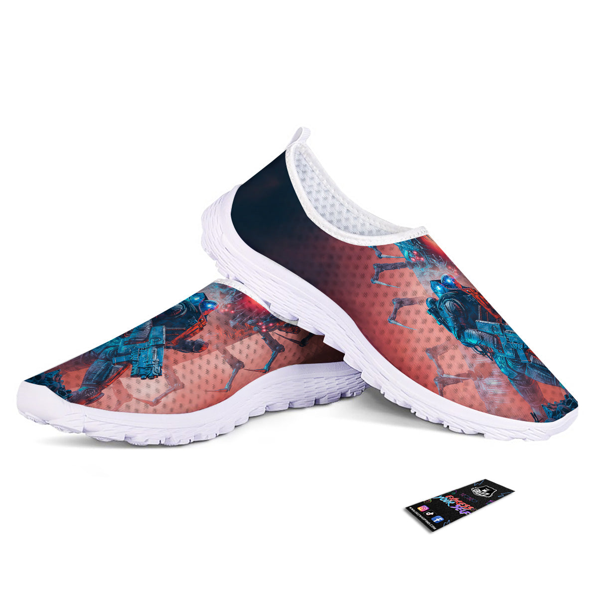 Hunting Alien Worm Print Nurse Shoes-grizzshop