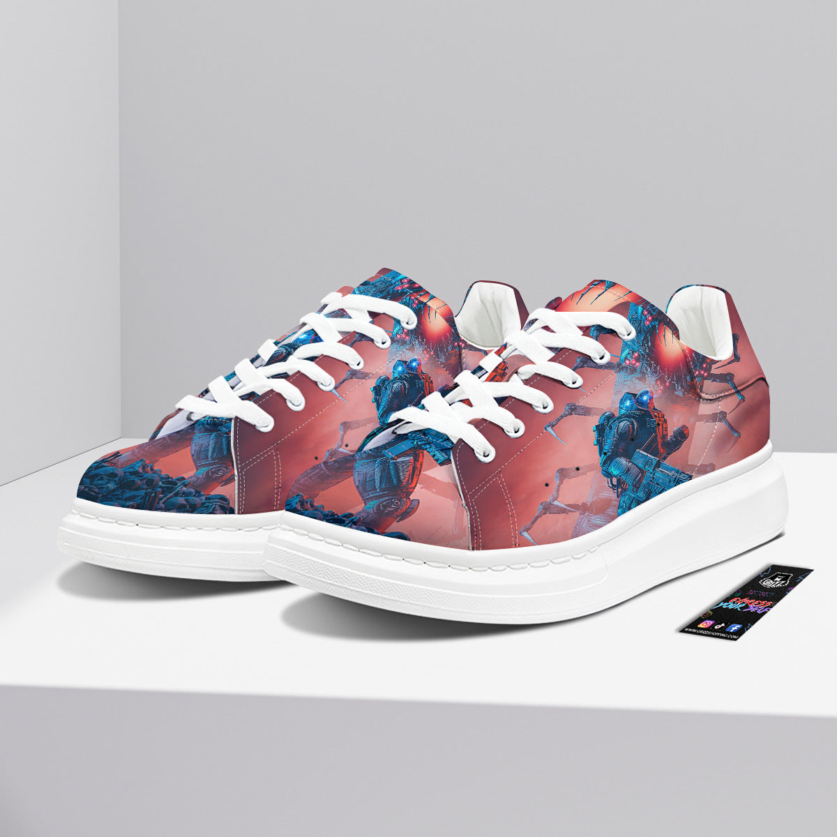 Hunting Alien Worm Print Platform Shoes-grizzshop