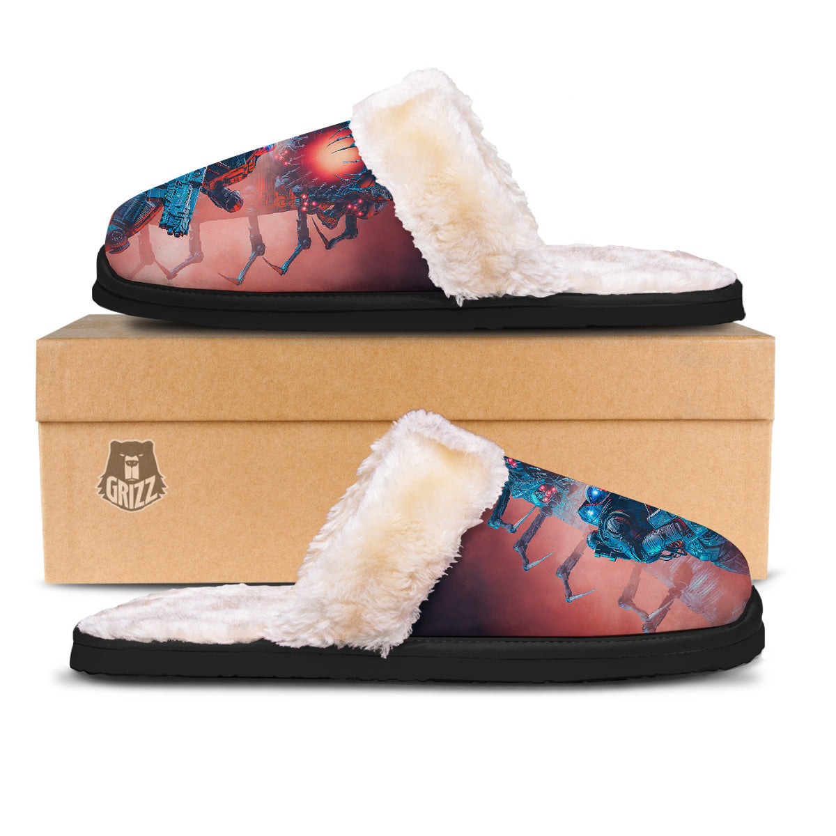 Hunting Alien Worm Print Slippers-grizzshop