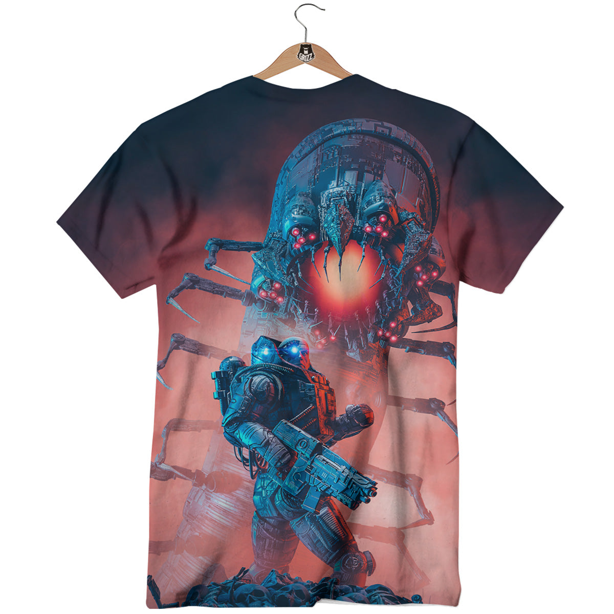 Hunting Alien Worm Print T-Shirt-grizzshop