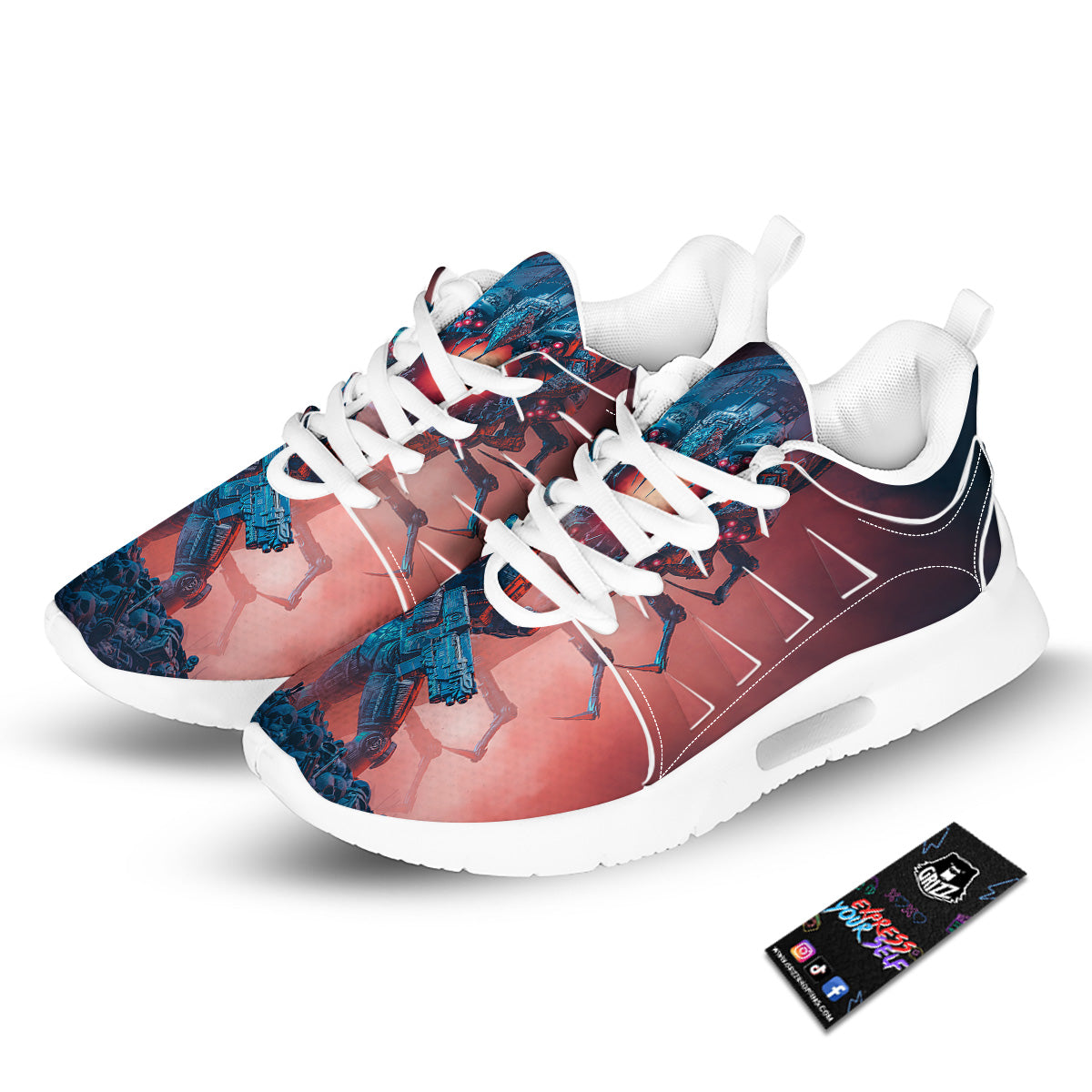 Hunting Alien Worm Print Tennis Shoes-grizzshop