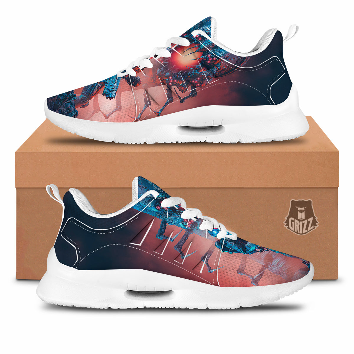 Hunting Alien Worm Print Tennis Shoes-grizzshop