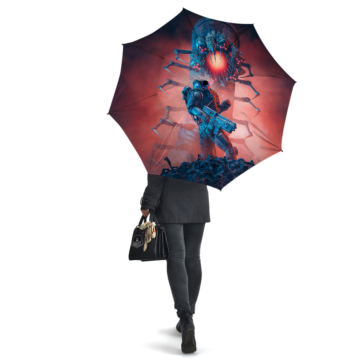 Hunting Alien Worm Print Umbrella-grizzshop