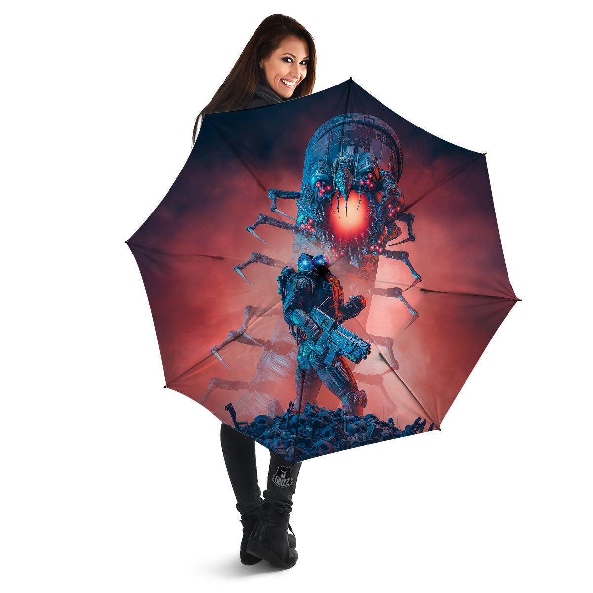 Hunting Alien Worm Print Umbrella-grizzshop