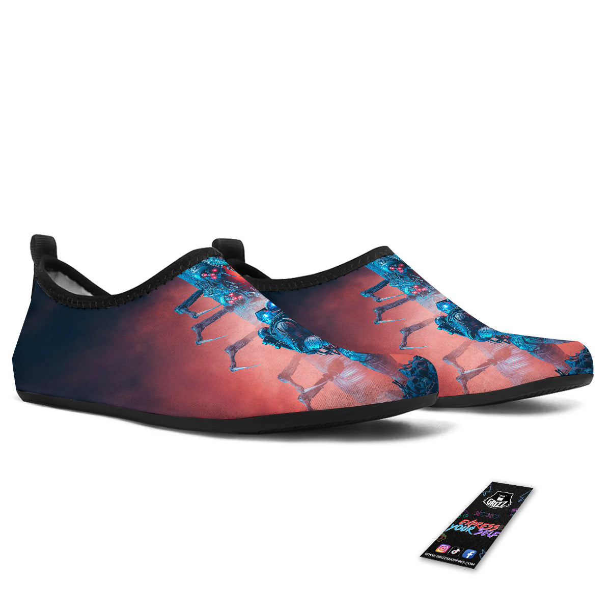 Hunting Alien Worm Print Water Shoes-grizzshop