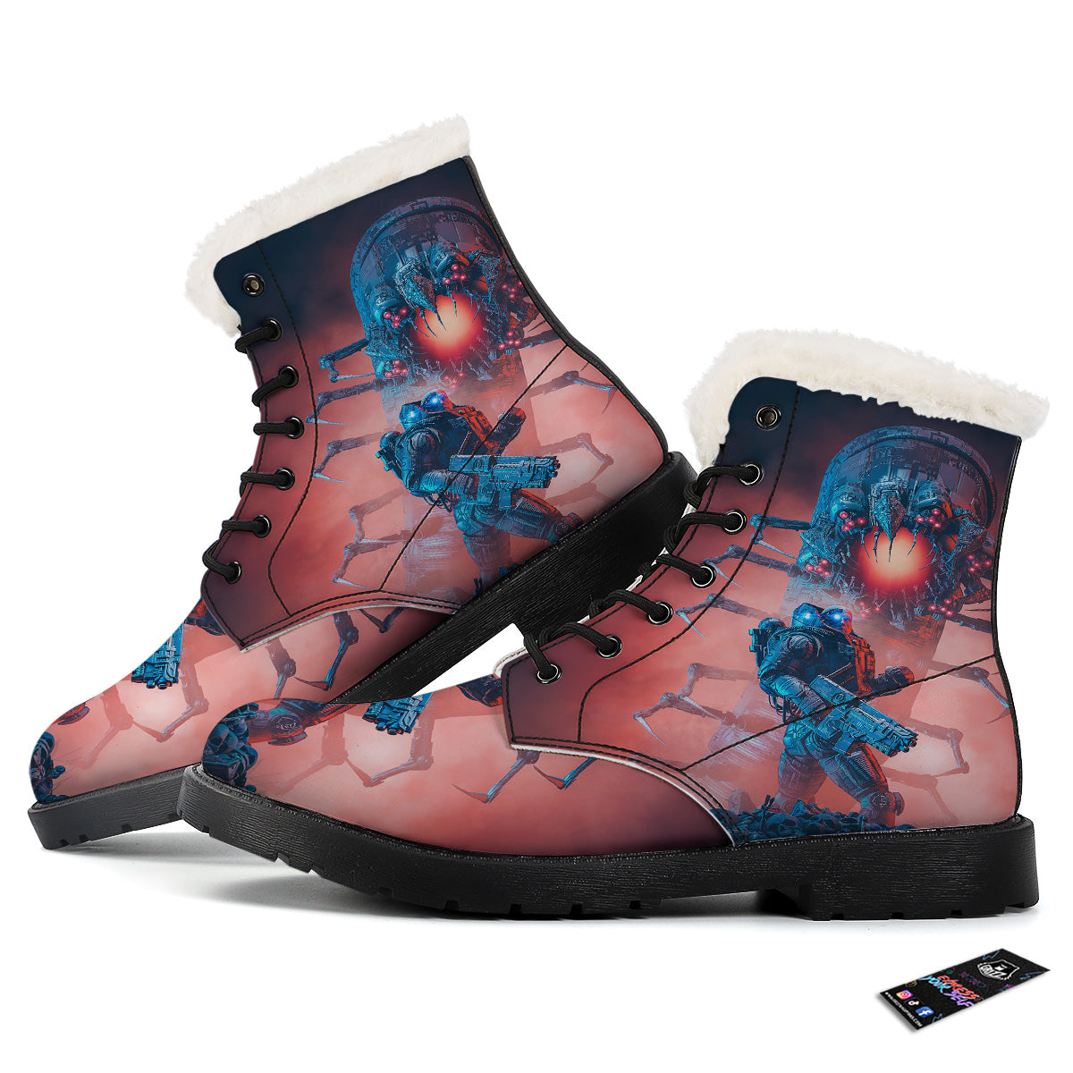 Hunting Alien Worm Print Winter Boots-grizzshop