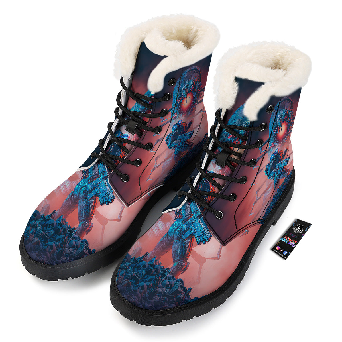 Hunting Alien Worm Print Winter Boots-grizzshop