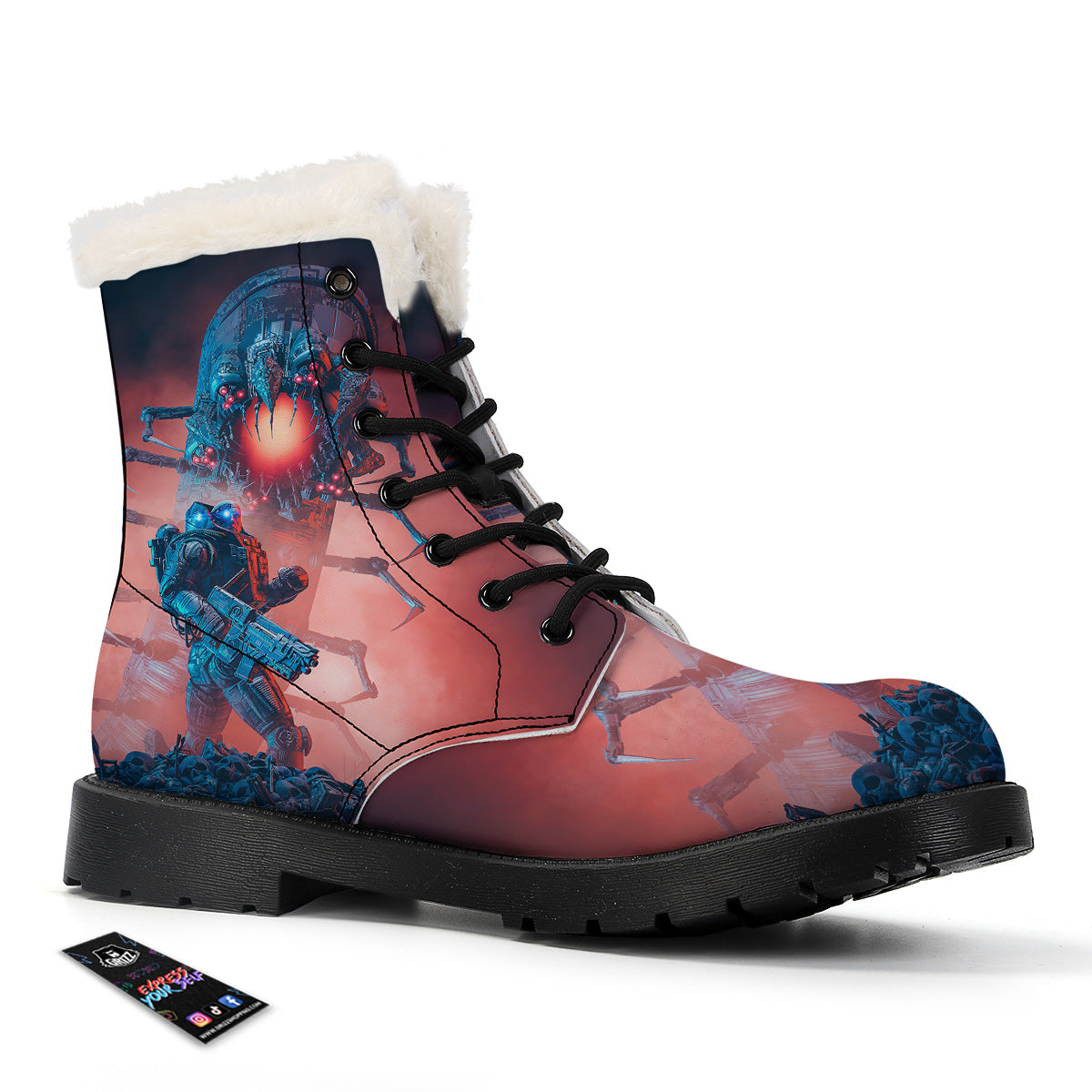 Hunting Alien Worm Print Winter Boots-grizzshop