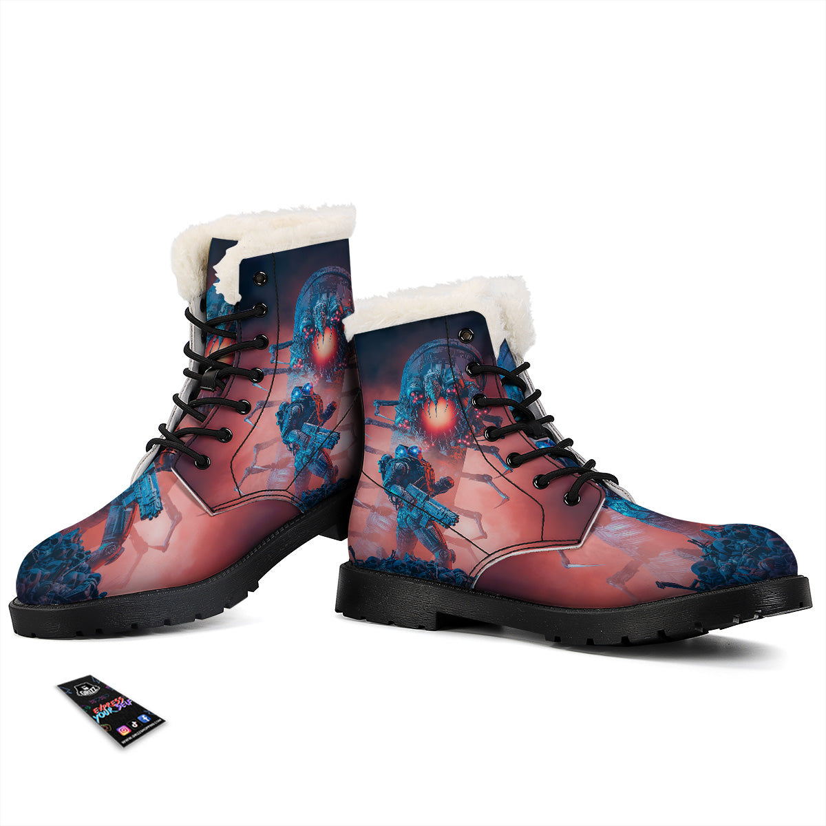 Hunting Alien Worm Print Winter Boots-grizzshop