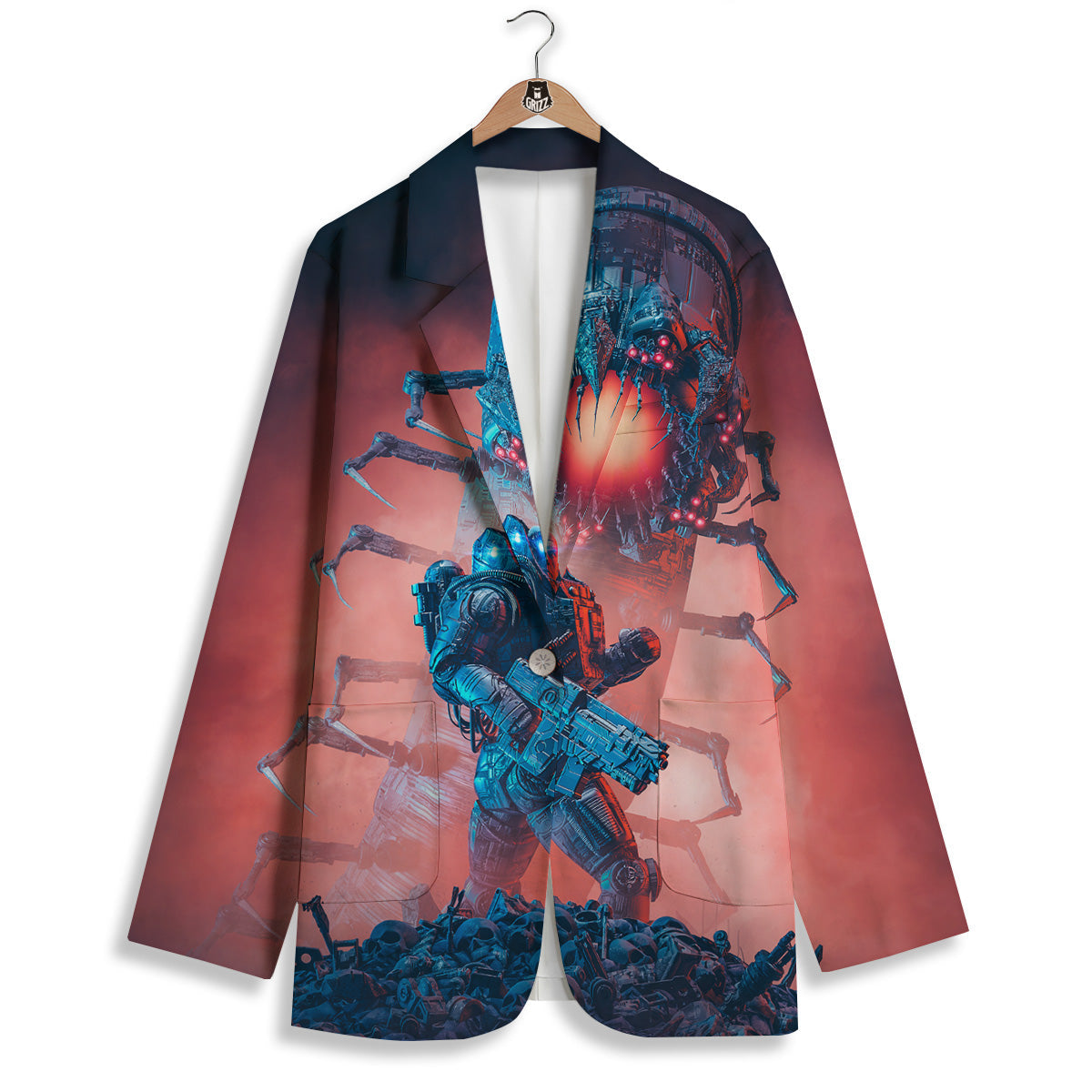 Hunting Alien Worm Print Women's Blazer-grizzshop
