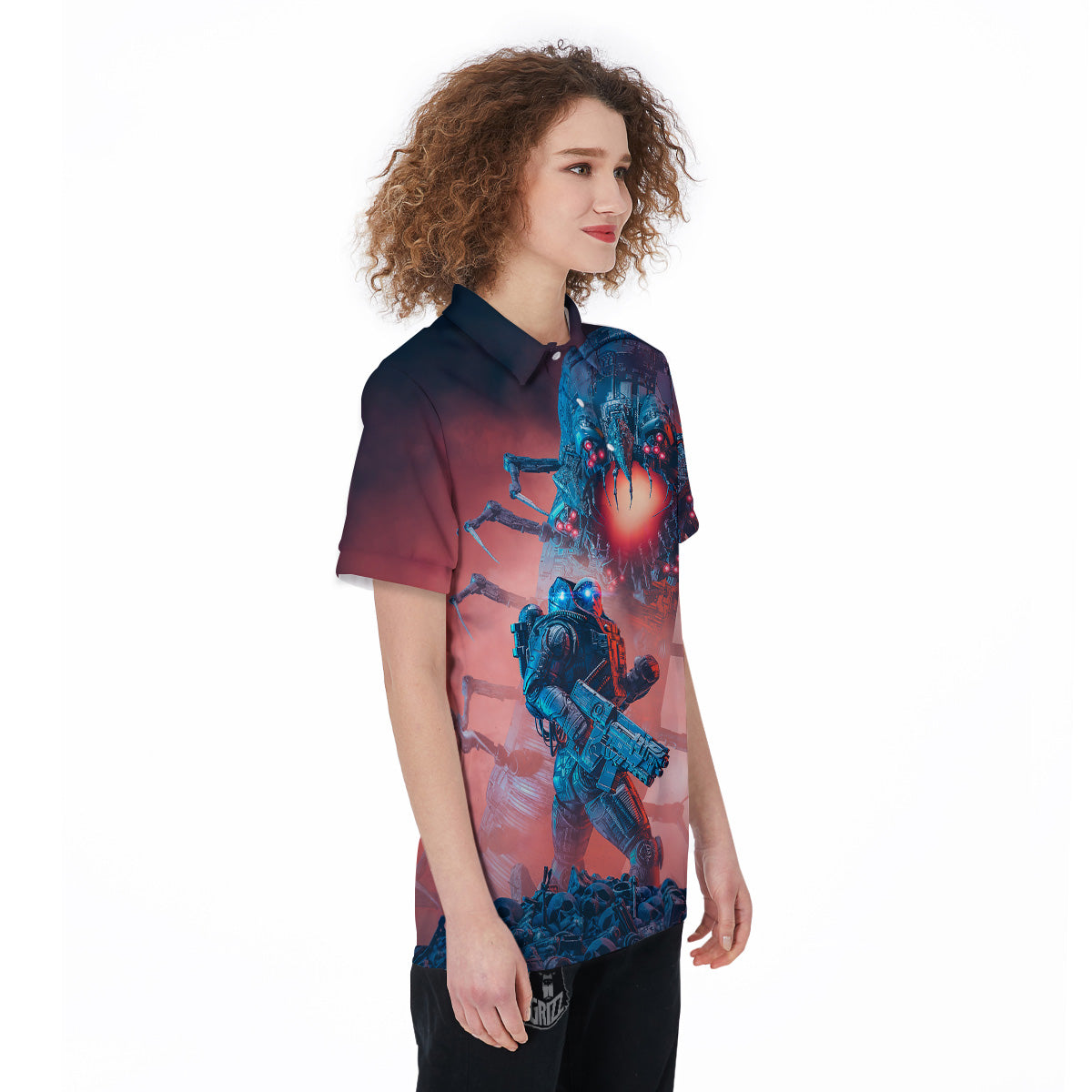 Hunting Alien Worm Print Women's Golf Shirts-grizzshop
