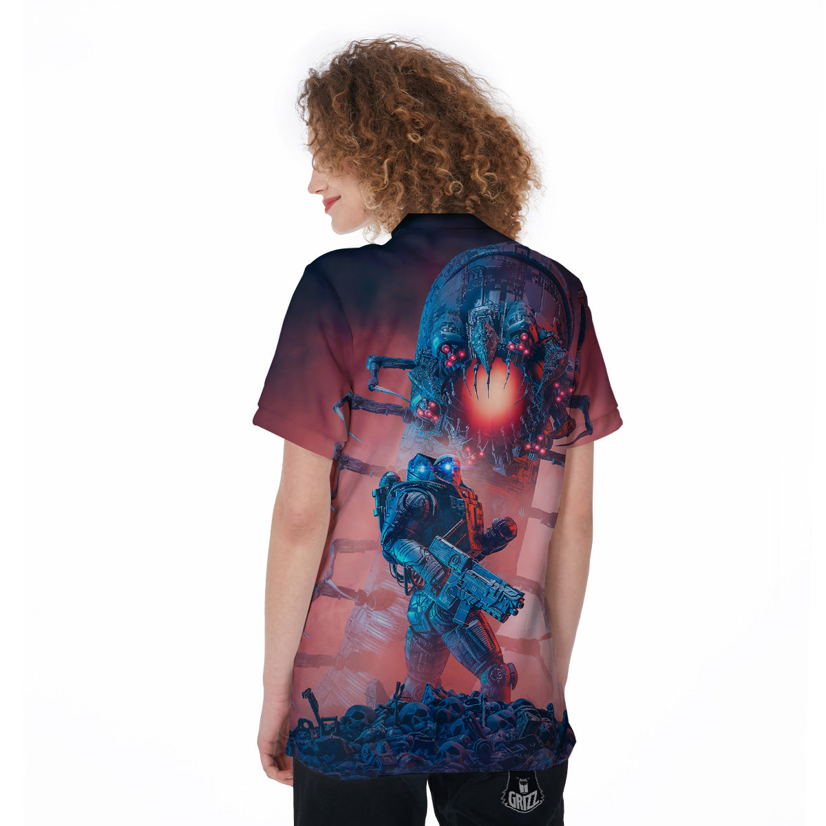 Hunting Alien Worm Print Women's Golf Shirts-grizzshop