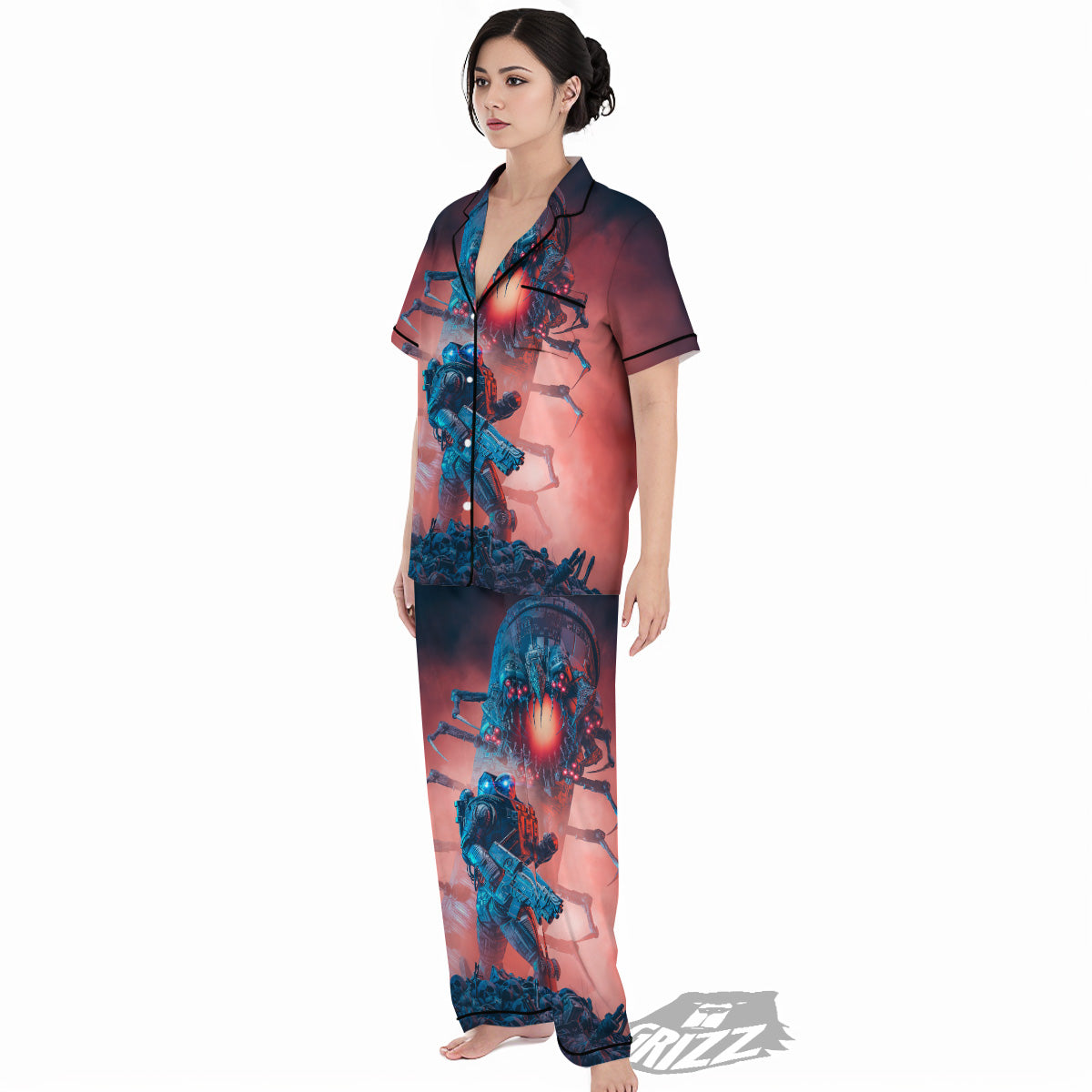 Hunting Alien Worm Print Women's Pajamas Set-grizzshop