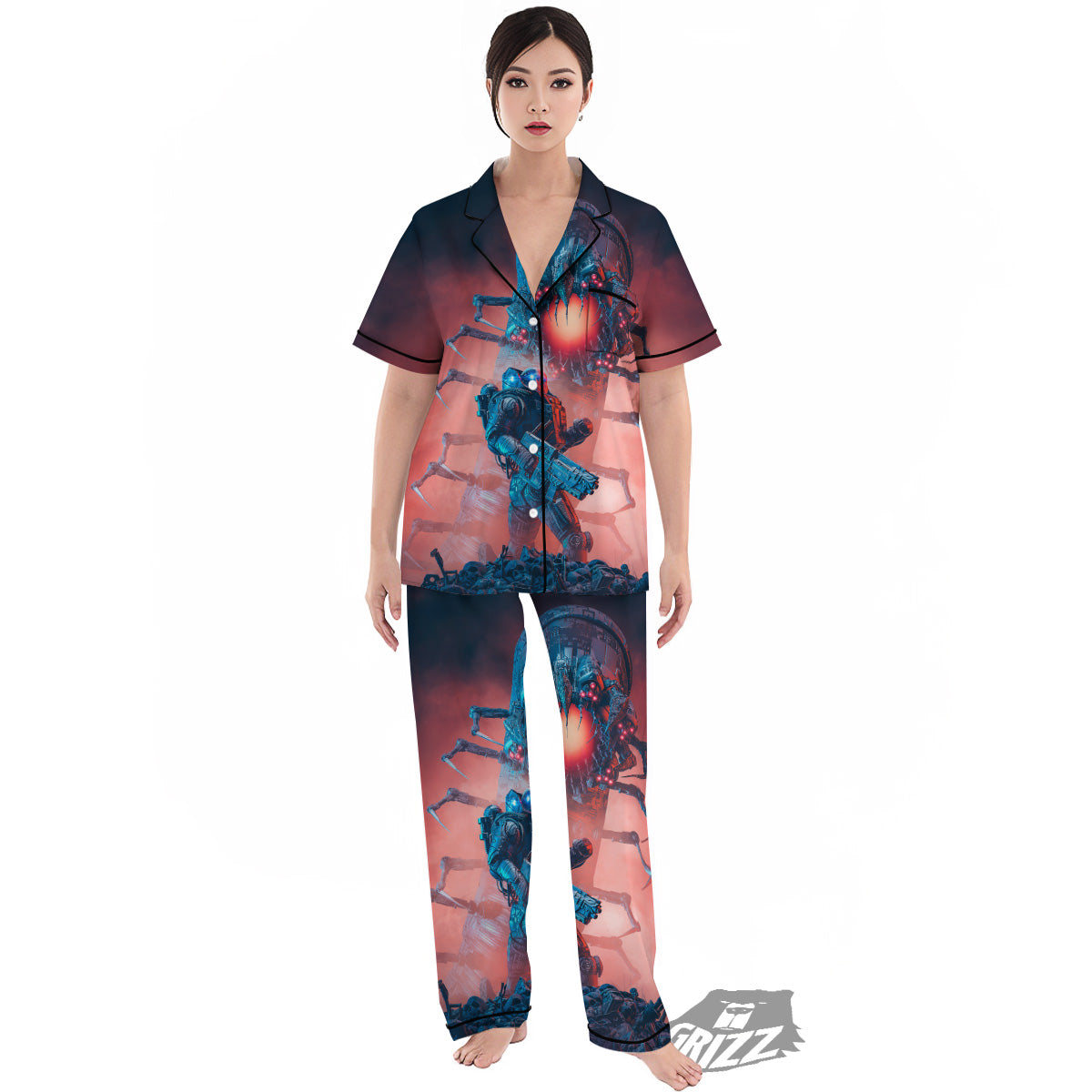 Hunting Alien Worm Print Women's Pajamas Set-grizzshop