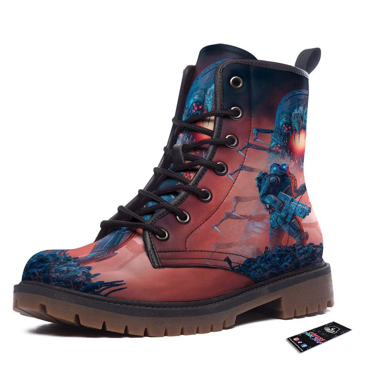 Hunting Alien Worm Print Work Boots-grizzshop