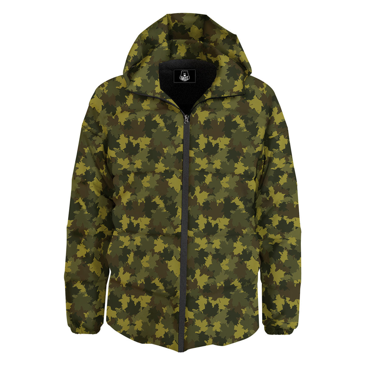 Hunting Camouflage Fall Leaves Print Down Jacket-grizzshop