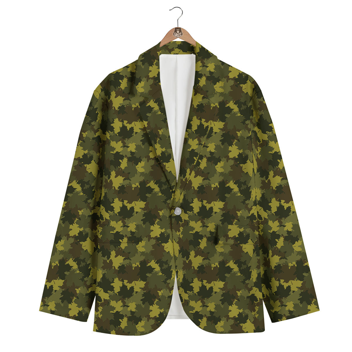 Hunting Camouflage Fall Leaves Print Men's Blazer-grizzshop