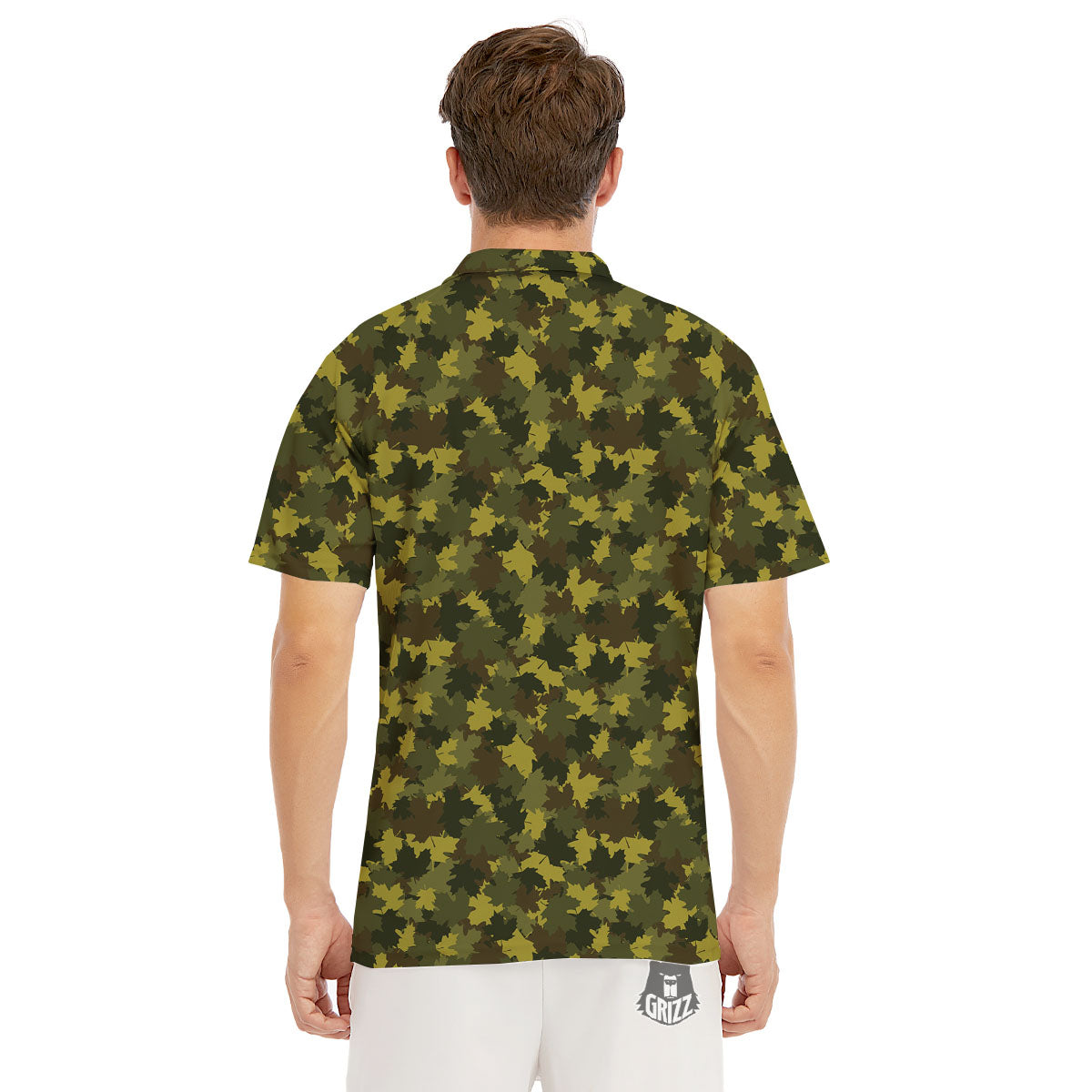 Hunting Camouflage Fall Leaves Print Men's Golf Shirts-grizzshop