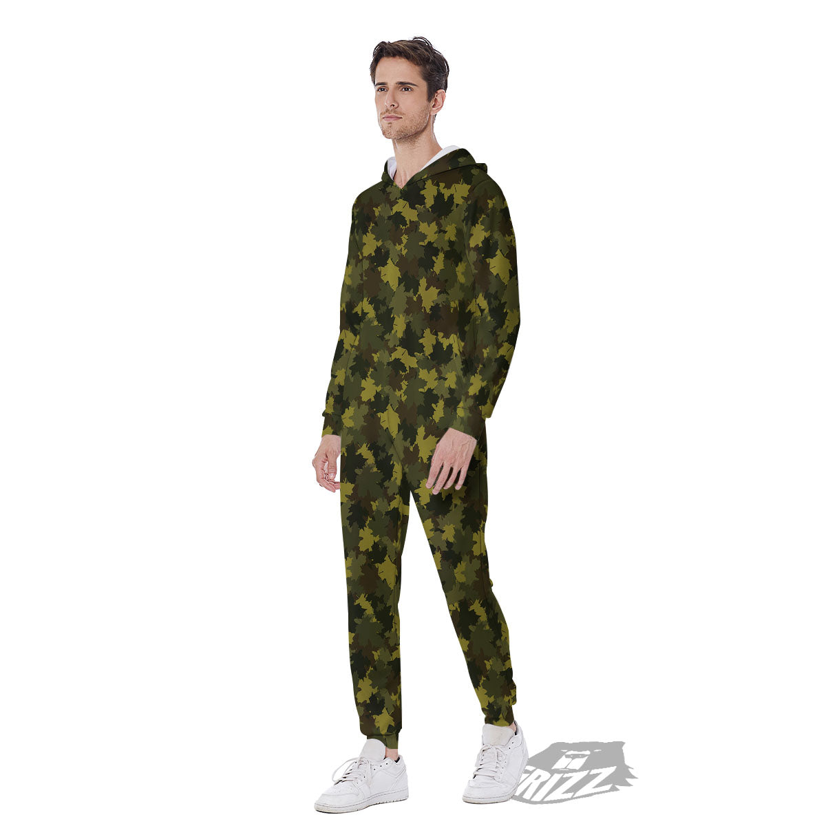 Hunting Camouflage Fall Leaves Print Men's Jumpsuit-grizzshop