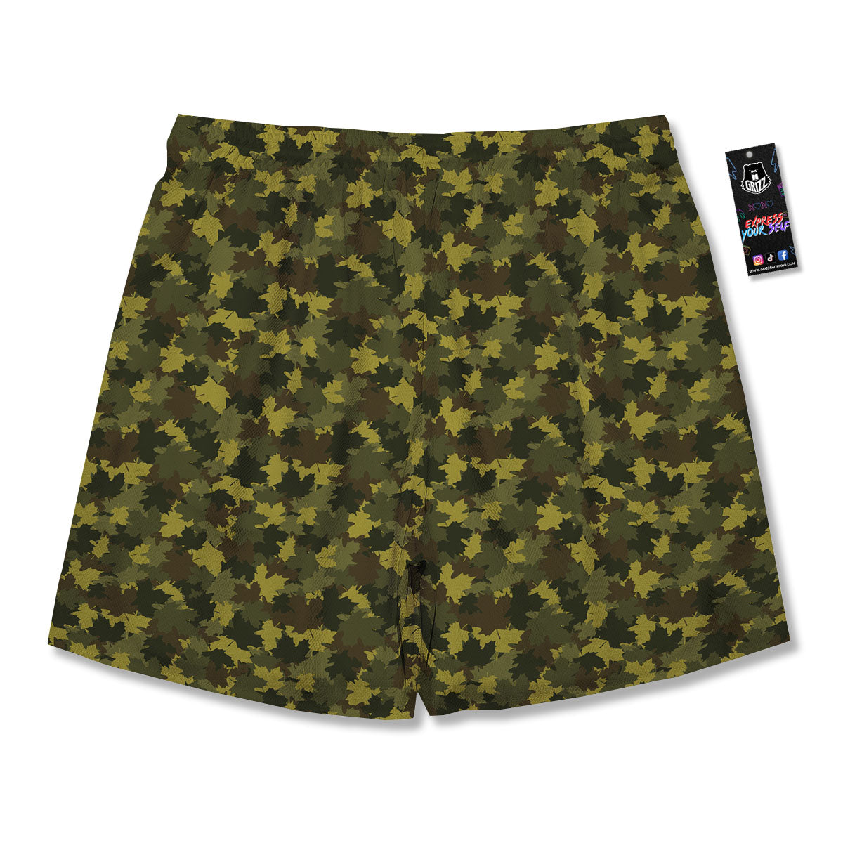 Hunting Camouflage Fall Leaves Print Men's Running Shorts-grizzshop