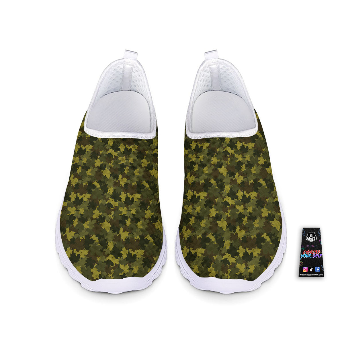 Hunting Camouflage Fall Leaves Print Nurse Shoes-grizzshop