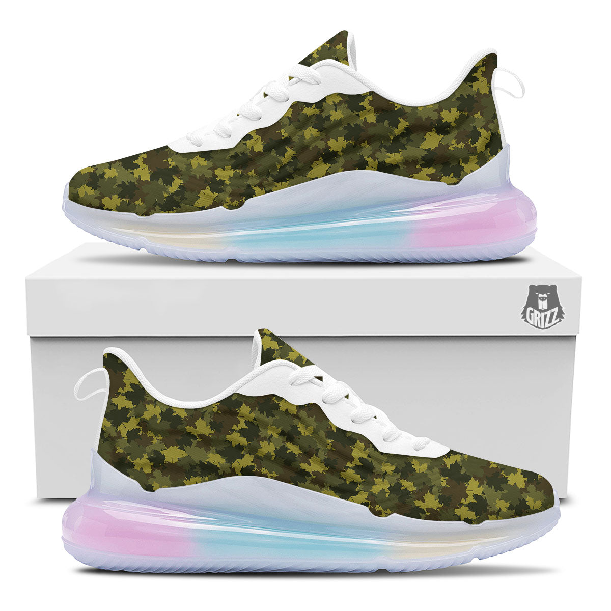 Hunting Camouflage Fall Leaves Print Running Sneakers-grizzshop
