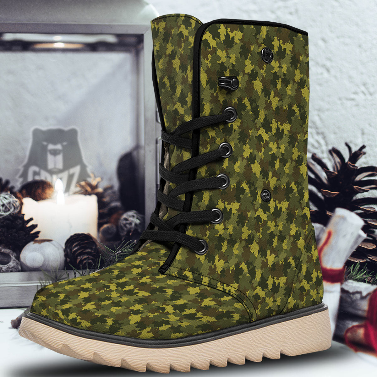 Hunting Camouflage Fall Leaves Print Snow Boots-grizzshop