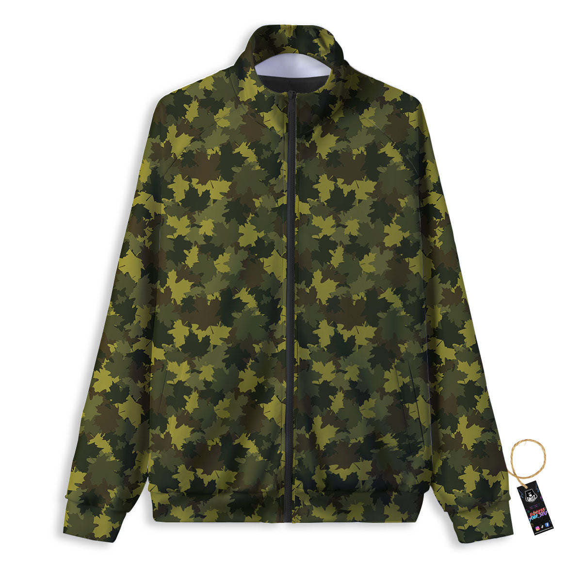 Hunting Camouflage Fall Leaves Print Track Jacket-grizzshop