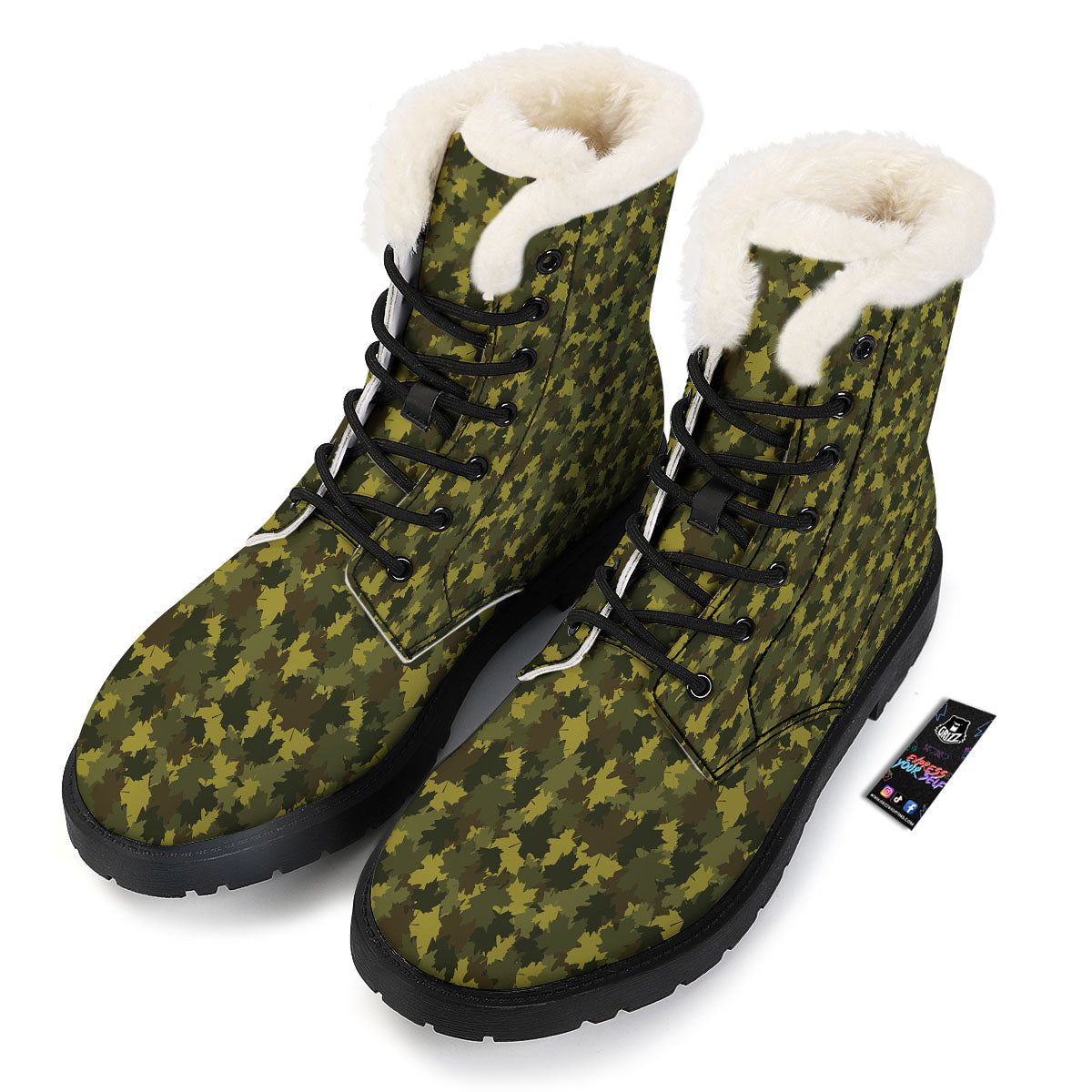 Hunting Camouflage Fall Leaves Print Winter Boots-grizzshop