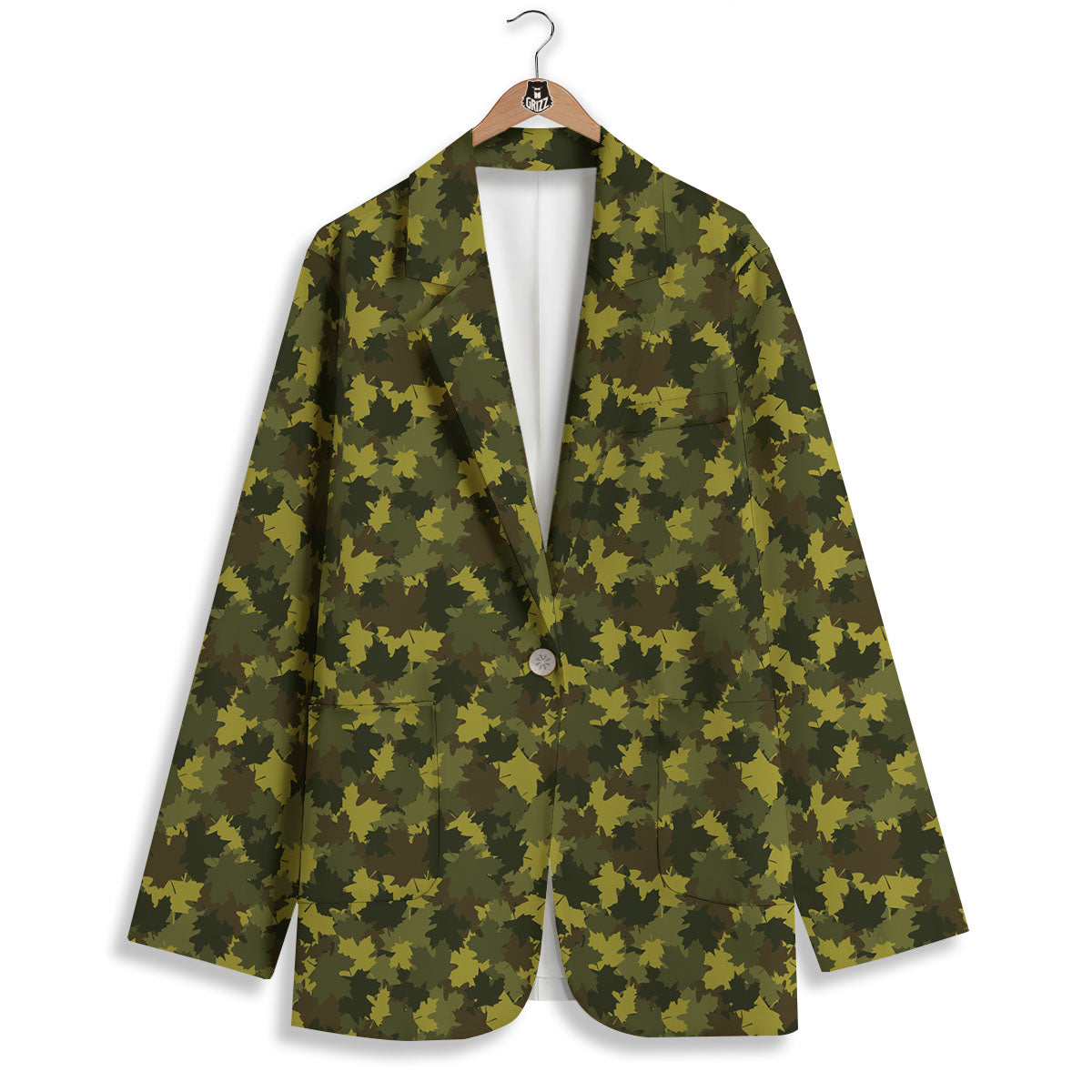 Hunting Camouflage Fall Leaves Print Women's Blazer-grizzshop