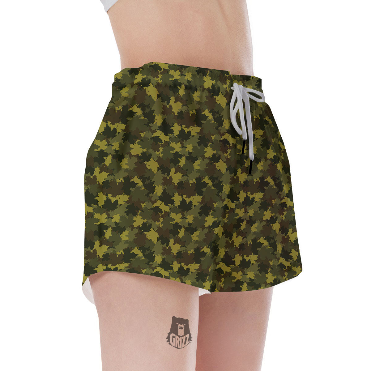 Hunting Camouflage Fall Leaves Print Women's Shorts-grizzshop