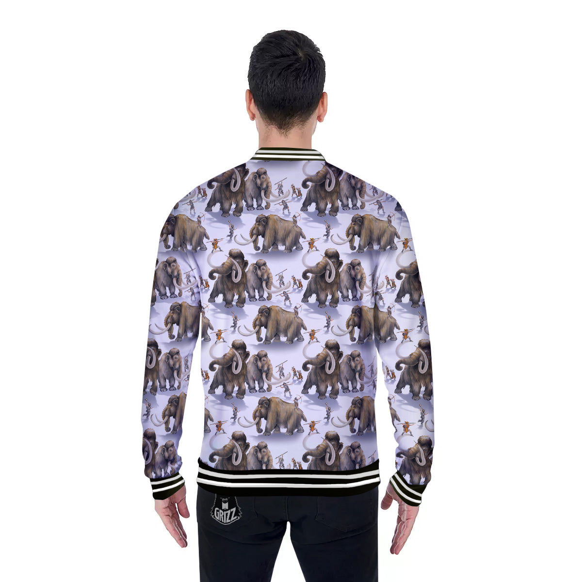 Hunting Mammoth Print Pattern Baseball Jacket-grizzshop