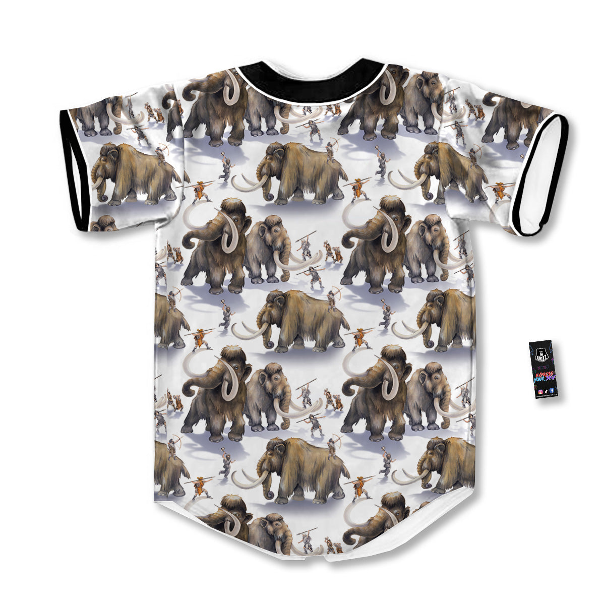Hunting Mammoth Print Pattern Baseball Jersey-grizzshop