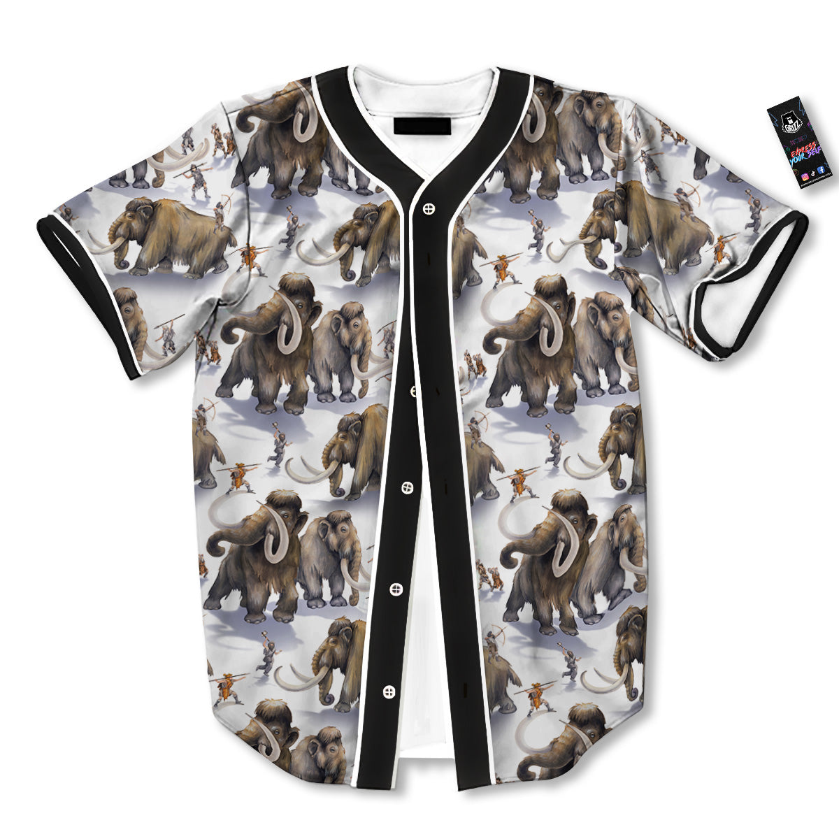 Hunting Mammoth Print Pattern Baseball Jersey-grizzshop