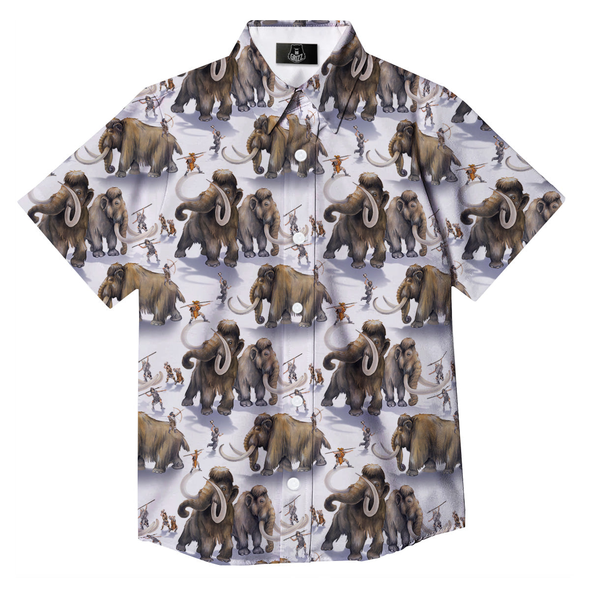 Hunting Mammoth Print Pattern Button Up Shirt-grizzshop